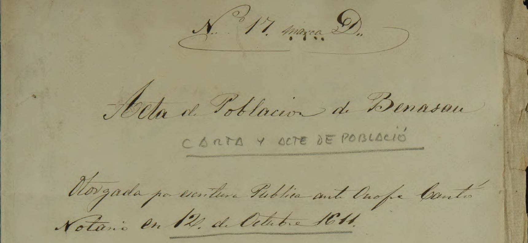 Recorte portada Carta Pobla de Benasau